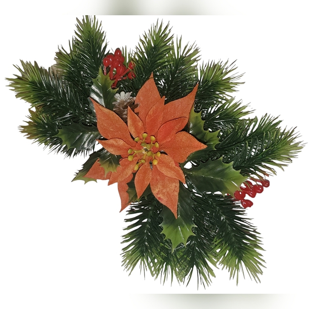 Vintage plastic greenery & poinsettia holiday decor